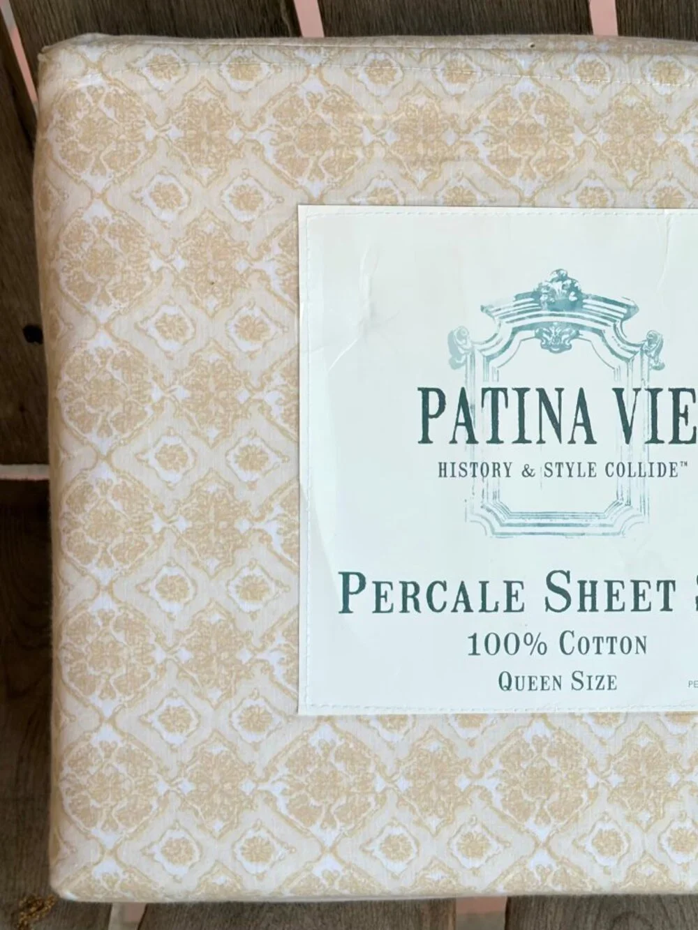 Patina Vie 100% Cotton Queen Size Floral Sheet Set FLOWERING CENTER - TAUPE